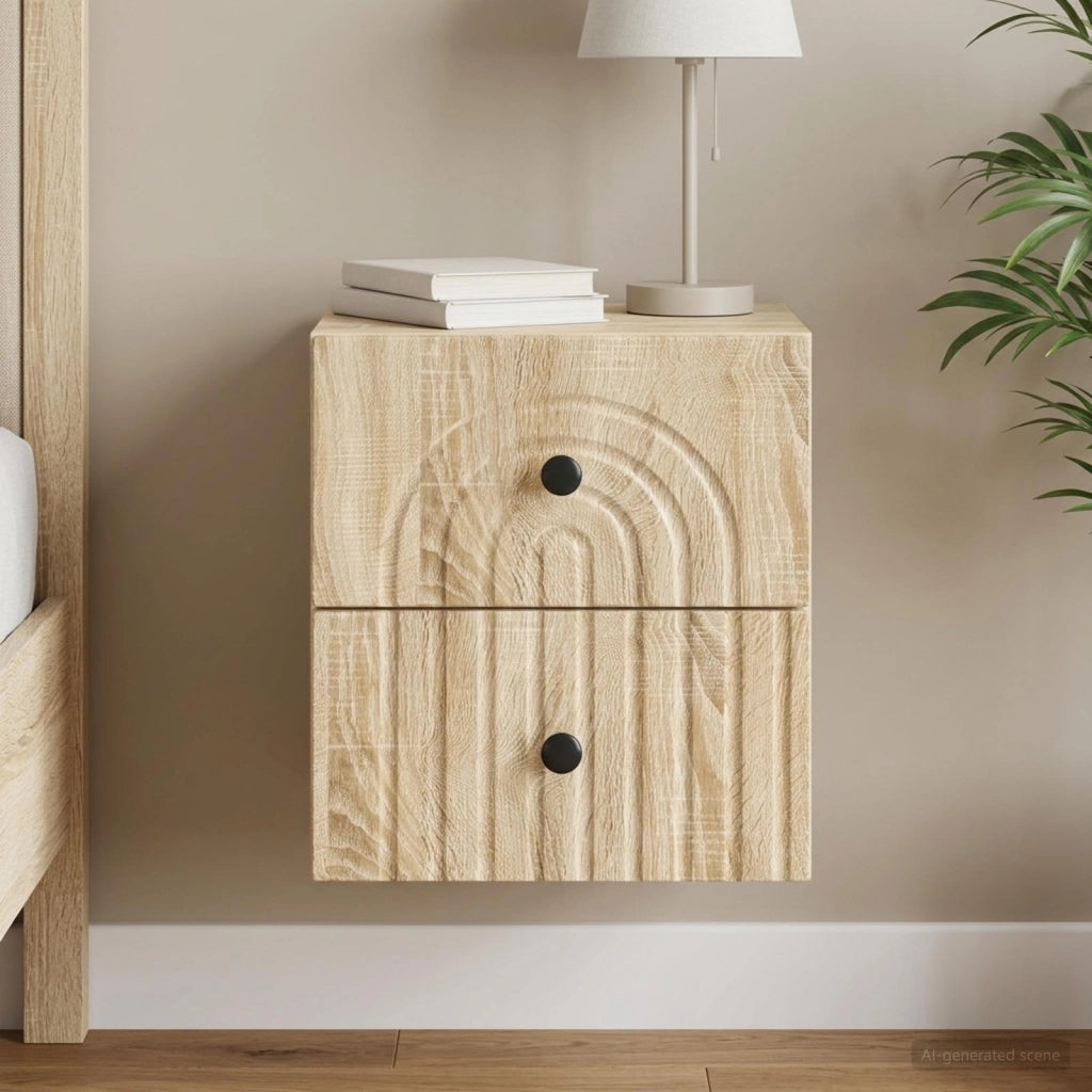 Mobiletto da notte a muro Rovere Sonoma 33 x 34,5 x 40 cm 898129