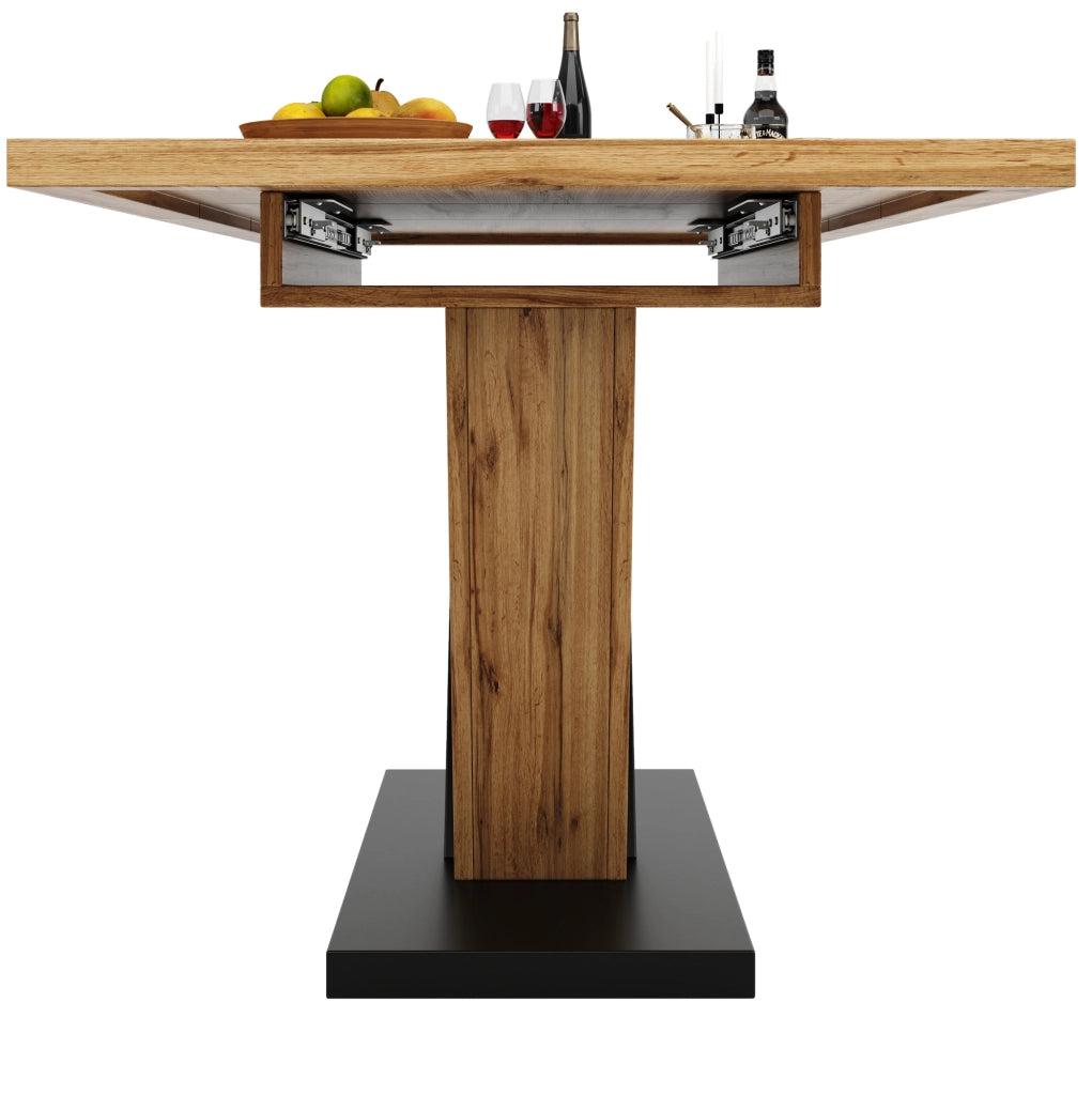 Tavolo da pranzo 120x75x75.5 cm; estensibile fino a 160 cm; MDF e metallo; colore naturale
