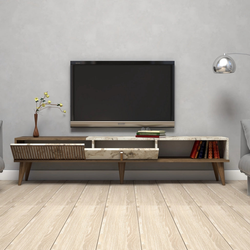 Porta TV in legno "Milan" - 180 x 35 x 40 cm - NoceBianco