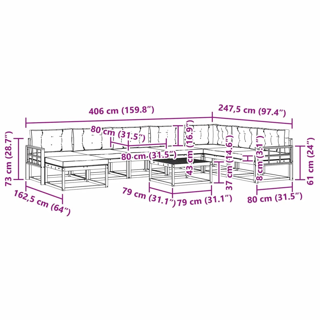 Set di divani da esterno 9 pz Bianco e Antracite 3386911