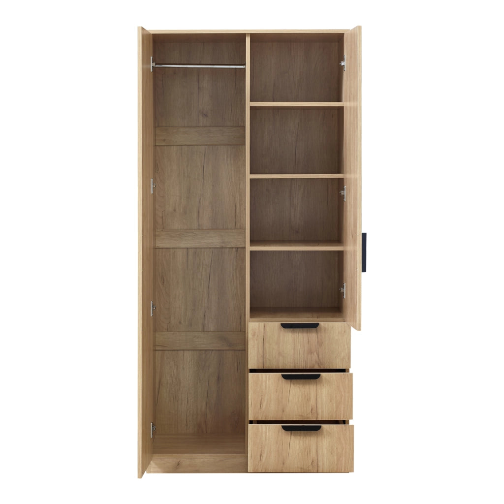 Armadio Guardaroba Eiselfing con Scomparti e Cassetti 176 x 80 x 52 cm Effetto Rovere [en.casa]