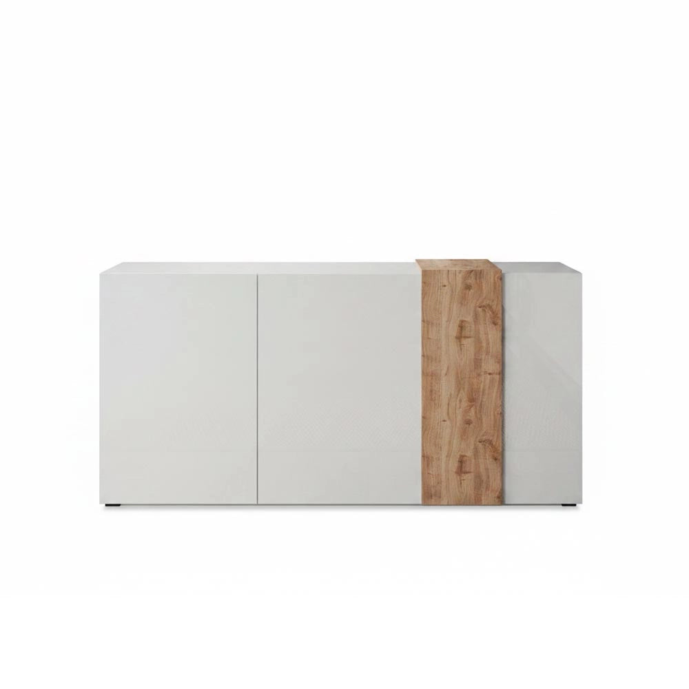 Madia 2 ante 3 cassetti Sabry colore bianco lucido rovere Kadiz