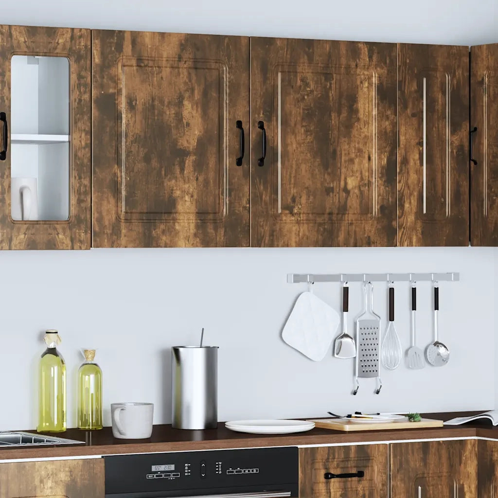 Pensili da cucina 2 pz Kalmar in Legno Multistrato Rovere Fumo 853568