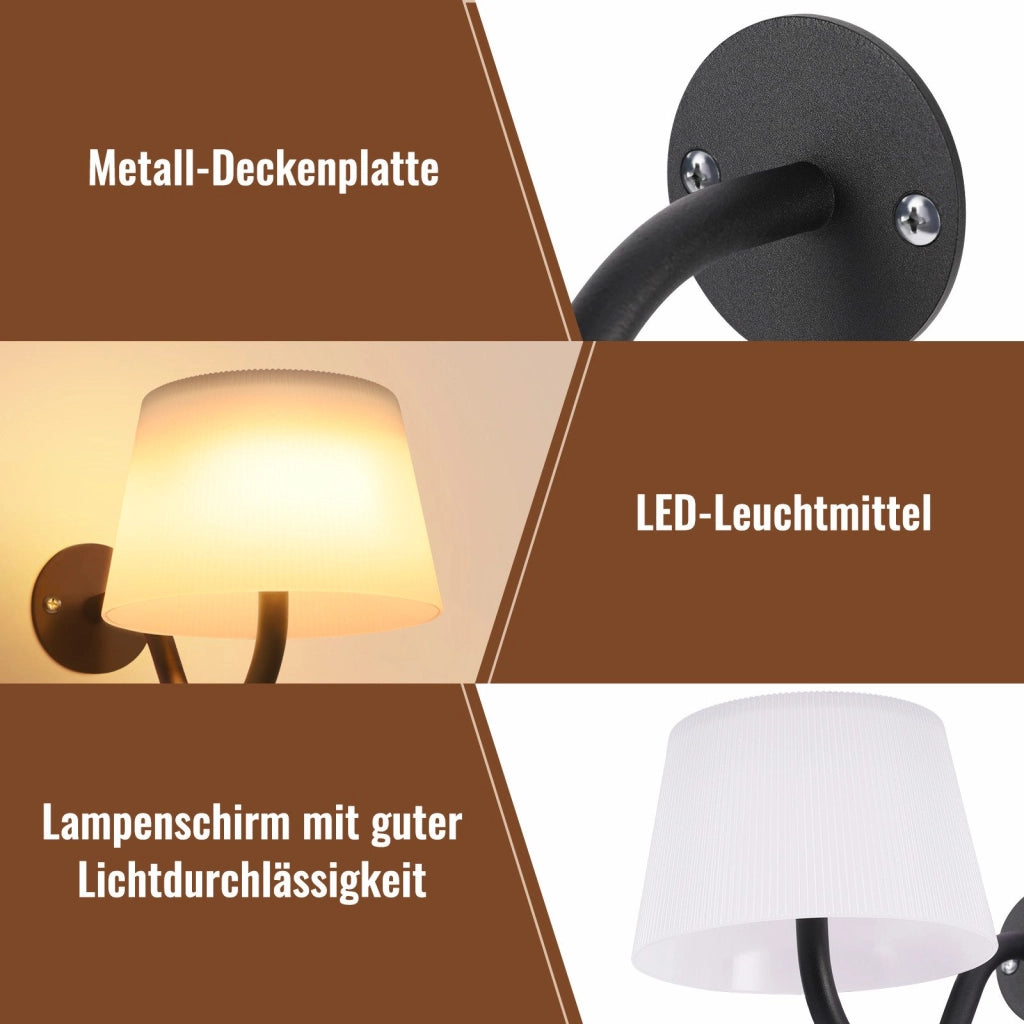 ZMH Lampada da parete per interni a batteria con interruttore applique da parete LED dimmerabili nere senza fili moderne