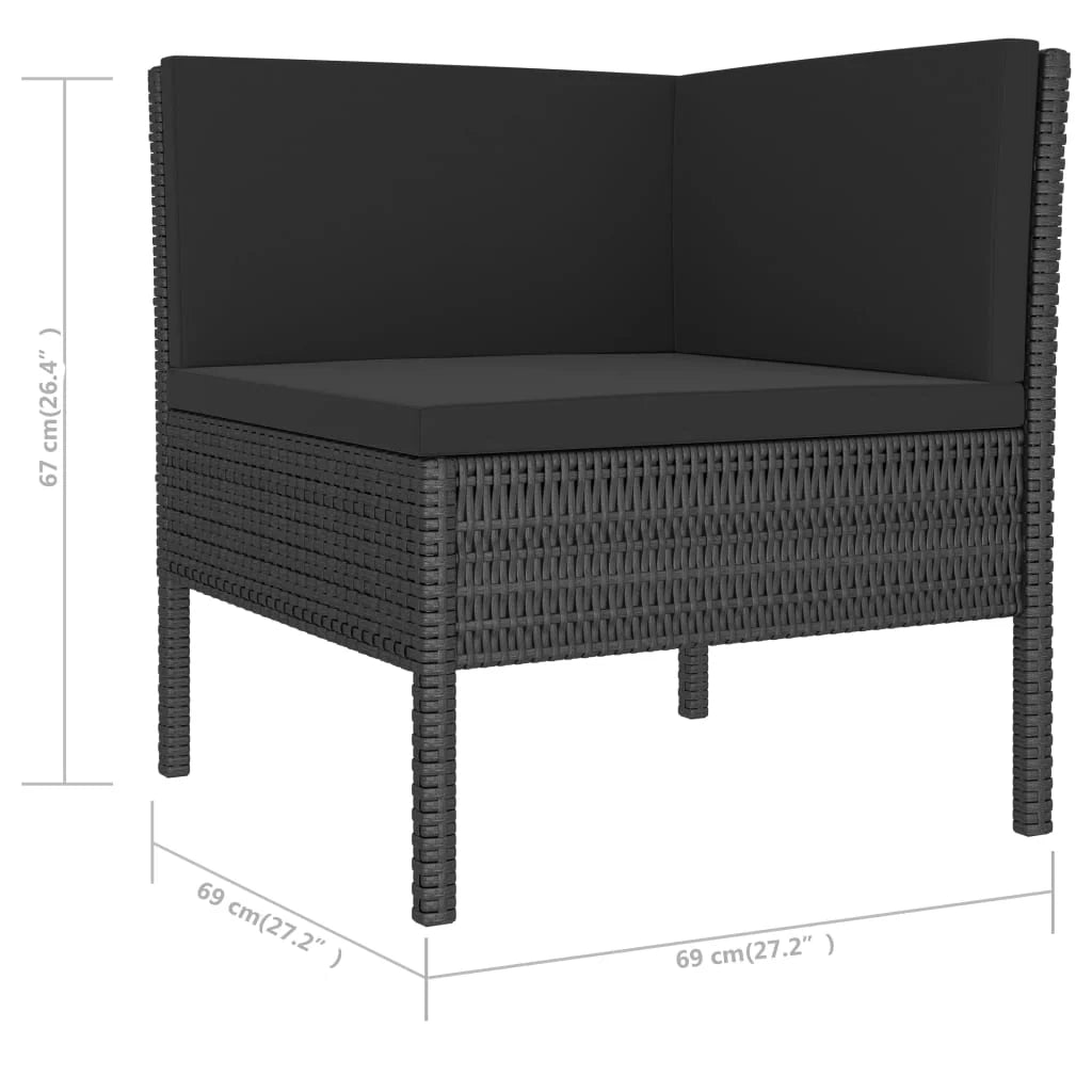 Mobili da giardino mobili da esterno Set di mobili da 6 pezzi con cuscini in resina intrecciata nera 02_0016910