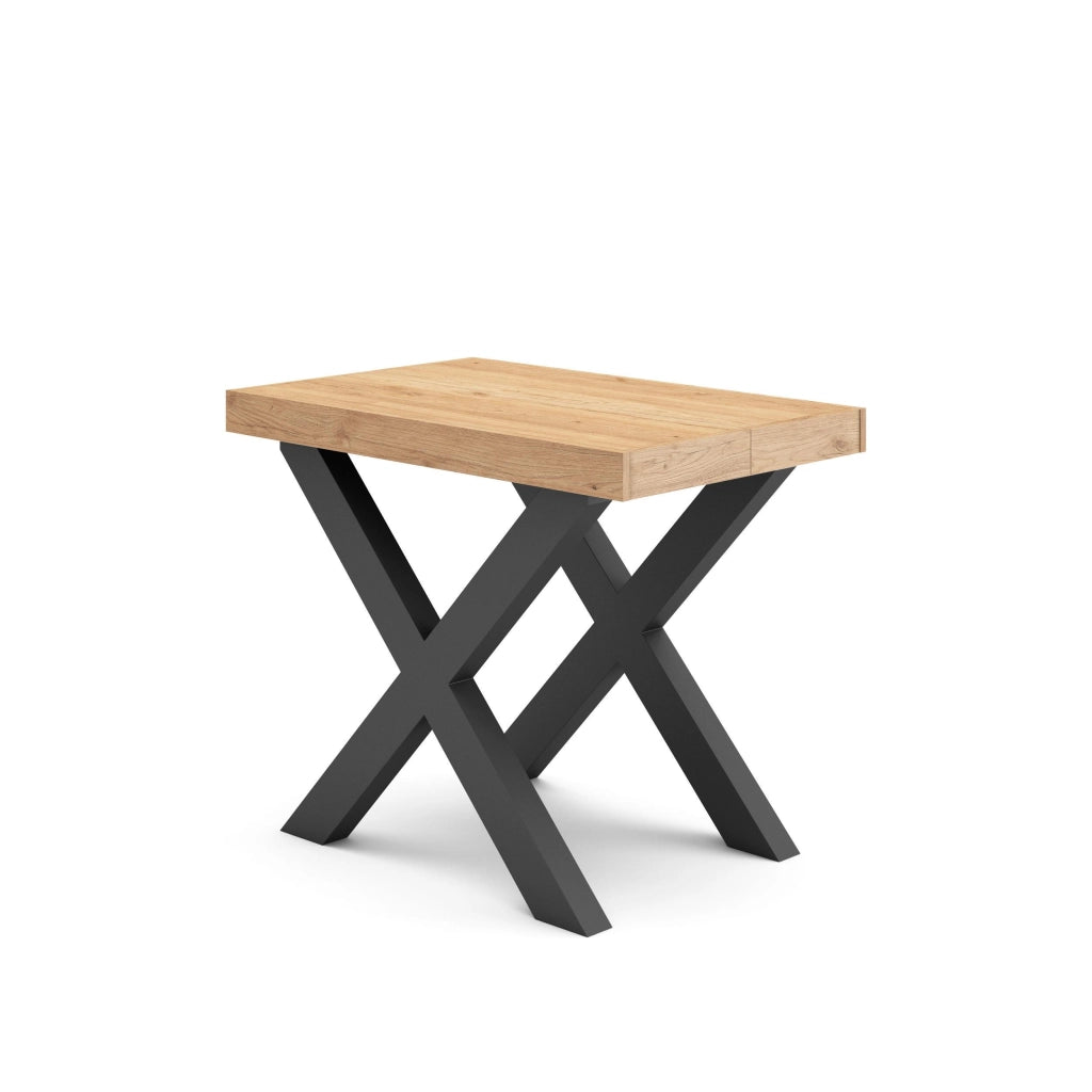 Consolle allungabile, 58 fino 180x90x73cm, Per 8 persone, Gambe in legno, colore Rovere RF2757