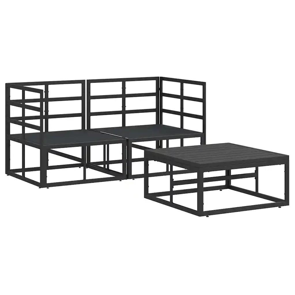 Set Divano da Giardino 3 pcs Nero Metallo