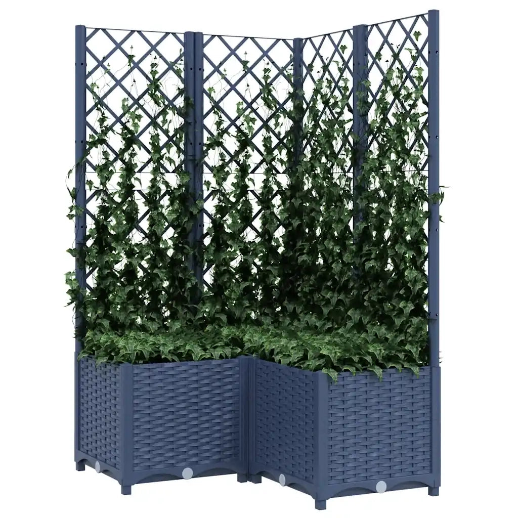 Fioriera | Cassetta per fiori | Vaso da Giardino con Graticcio Grigio Blu 80x80x136 cm PP