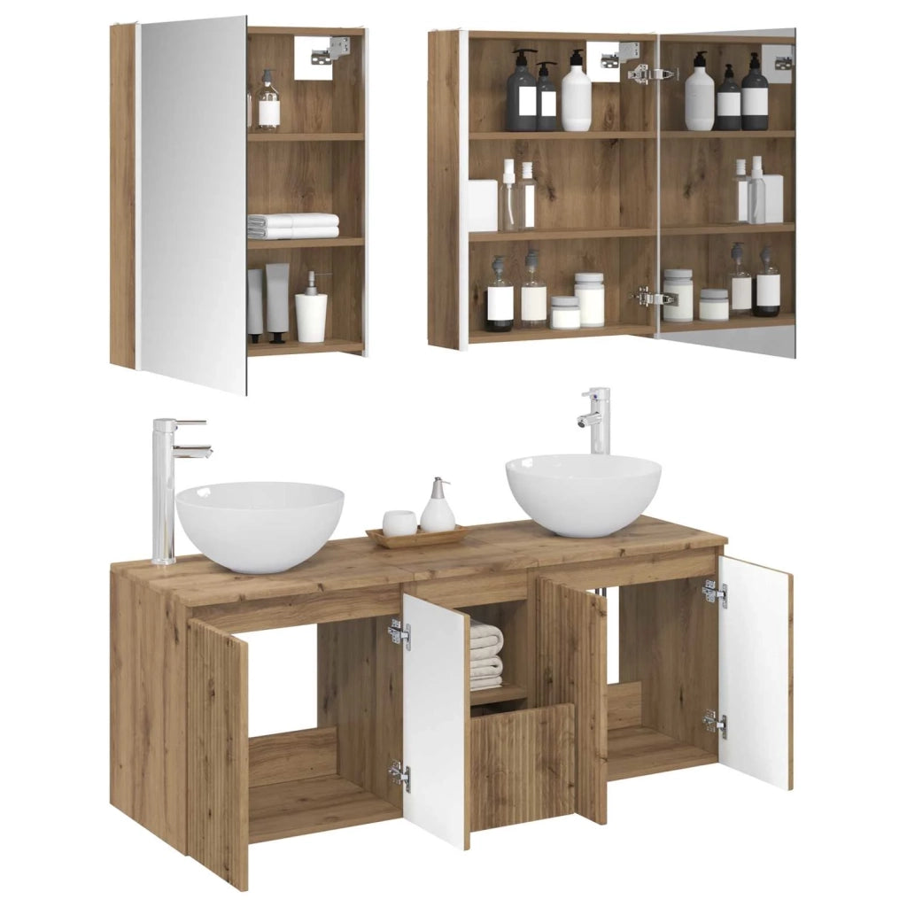 Set di Armadi da Bagno 5 pcs Rovere Artigianale 3406374