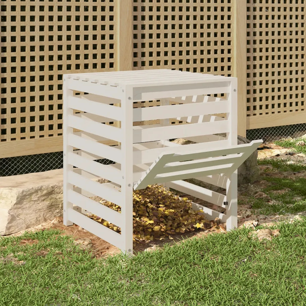 Compostiera Bianca 63,5x63,5x77,5 cm in Legno Massello di Pino cod mxl 41301