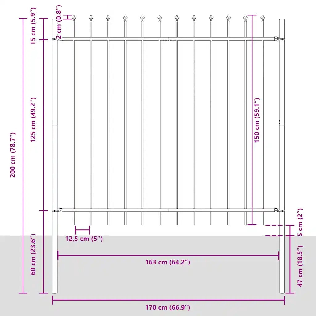 Recinzione da Giardino Woerden con Punta a Lancia in Acciaio 181x150 cm Nero 144927
