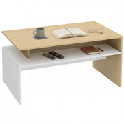Tavolino da caff¨¨ con cassetto ¨C Zephmum ¨C 95x55x50 cm, naturale e bianco