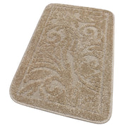 Tappeto Bagno Damascato Scendiletto Camera 50x110 Cm Morbido Assorbente Antiscivolo Beige