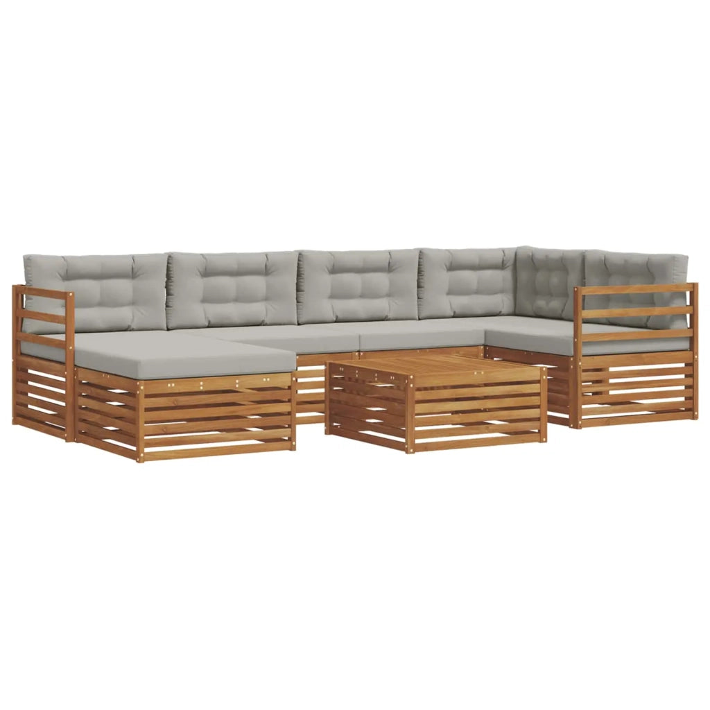 Set di divani da esterno 7 pcs Grigio Naturale e Chiaro