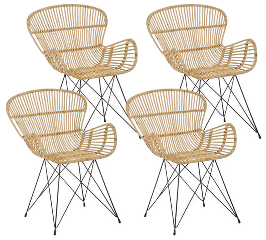 Set 4 Poltrone 62x68x85h cm Venturs Naturale