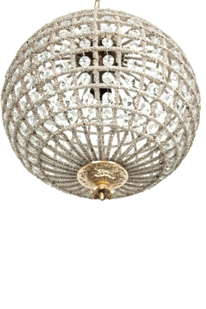 Biscottini Lampadario in fusione di ottone e gemme in cristallo struttura sapientemente
