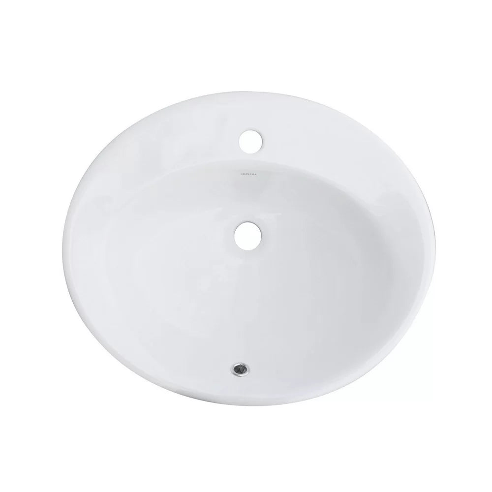 Lavabo sopra-piano bianco con foro rubinetto cm 57x48