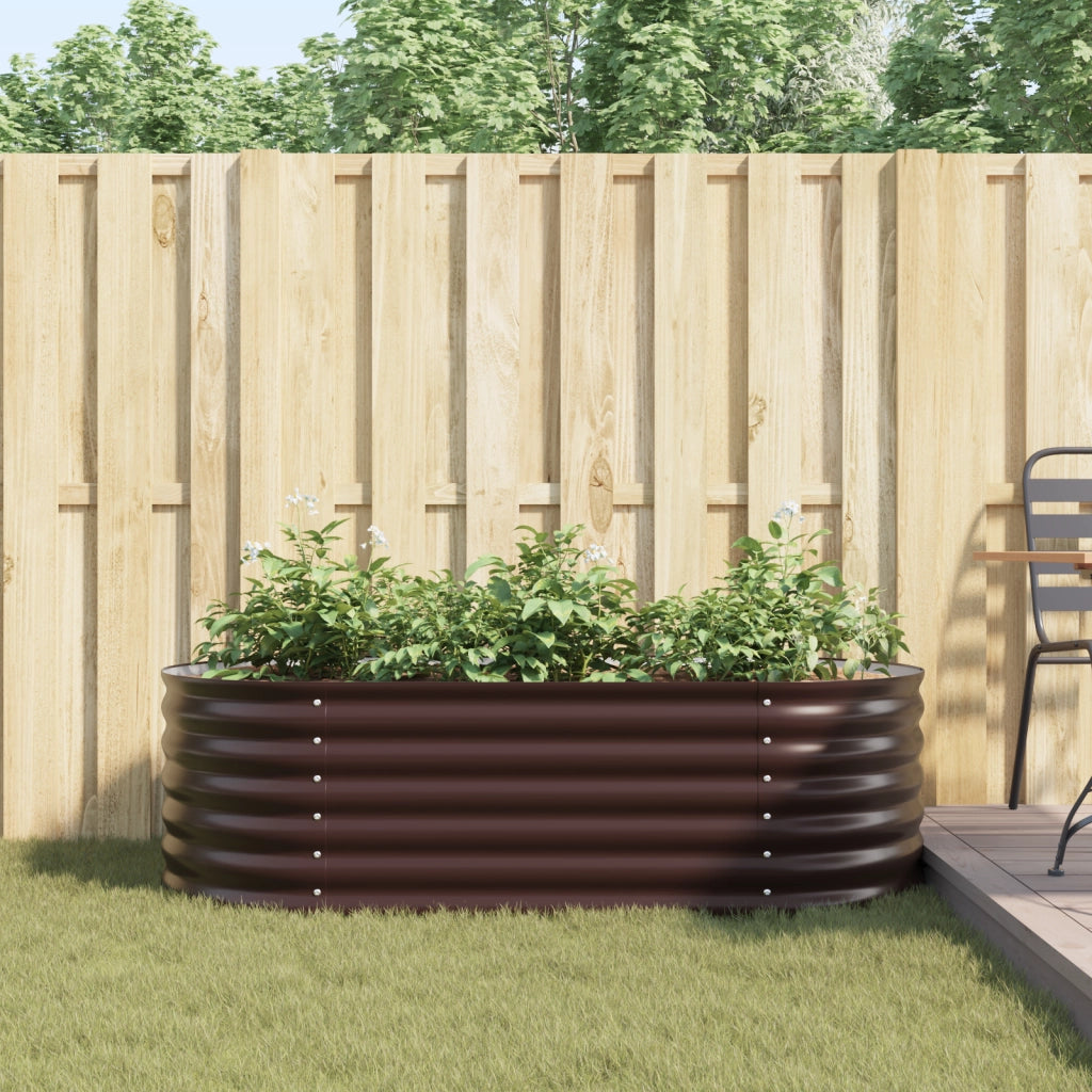Letto da Giardino Rialzato Marrone 160x80x44 cm in Acciaio Galvanizzato