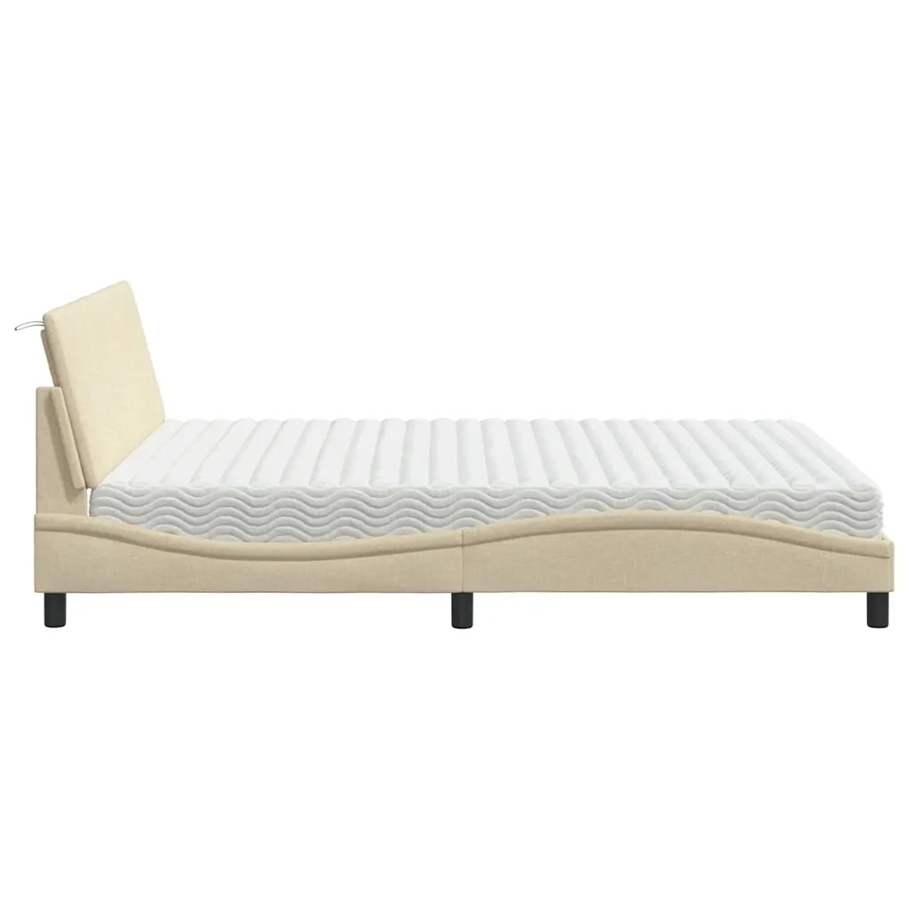 vidaXL Letto con Materasso Crema 160x200 cm in Tessuto
