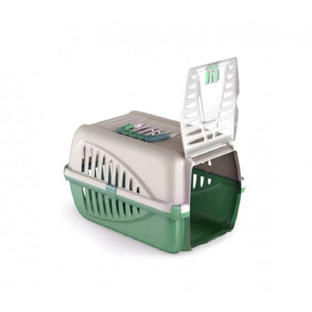 Trade Shop - Trasportino In Plastica Per Animali Panzer Made In Italy 50 X 33 X 21 Cm - Verde