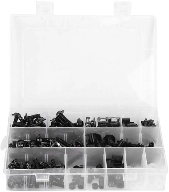Set di fissaggio per motocicletta 223 pezzi - M5/M6 materiali di fissaggio - viti/bulloni - applicazione universale - ABS/aluminium - inclusa attrezzatura - set di fissaggio