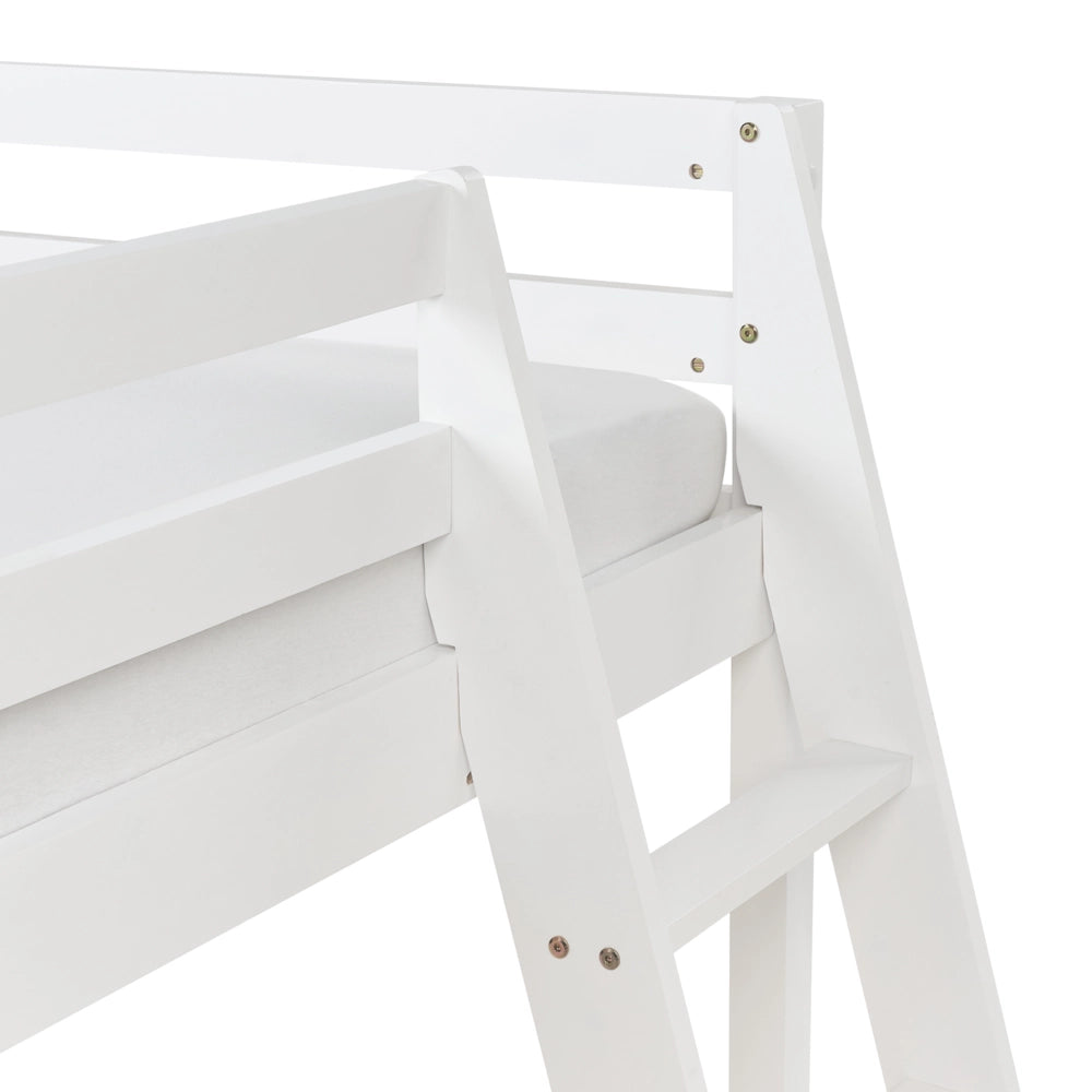 Letto a castello per bambini in legno con rete a doghe 90 x 200 cm con scivolo bianco per bambini
