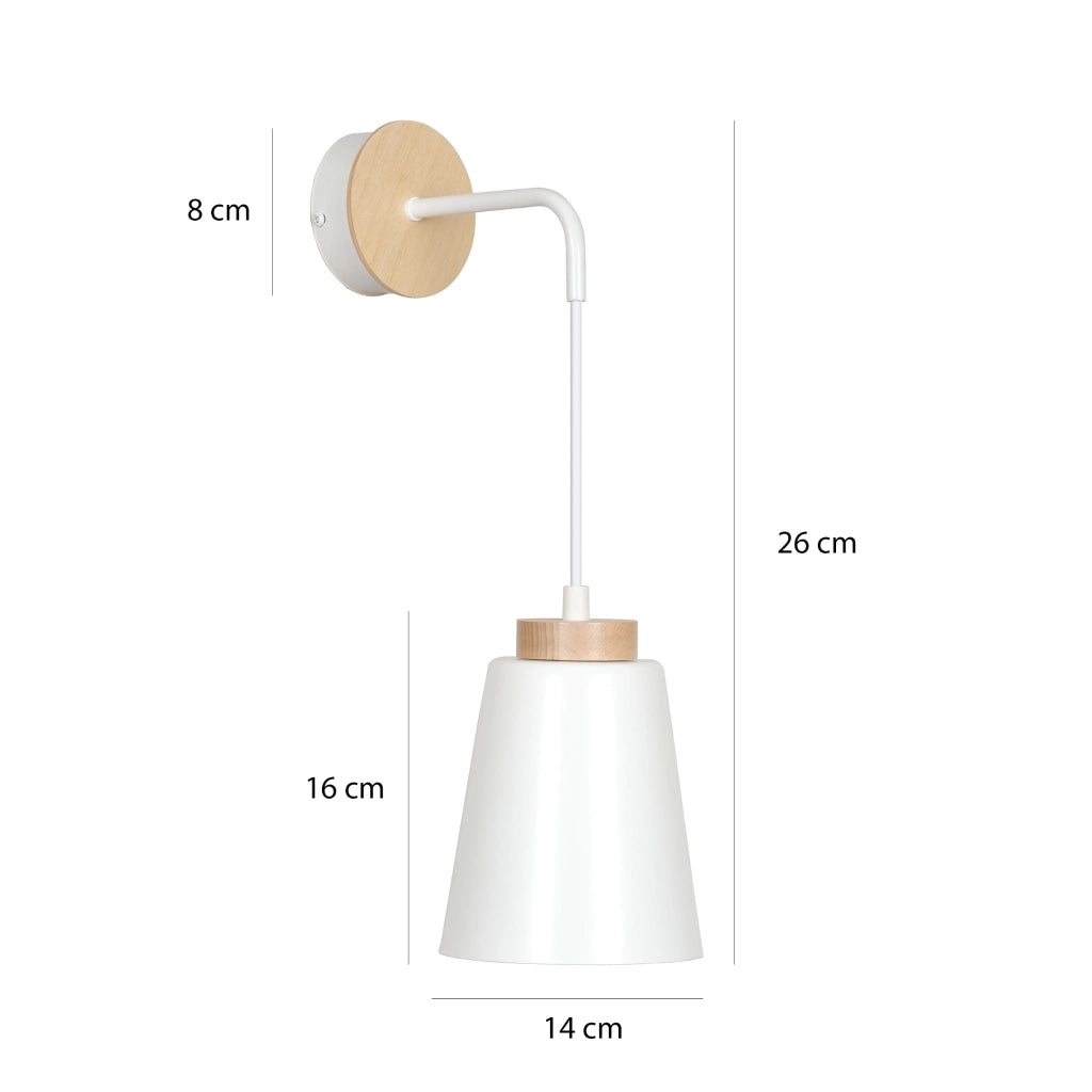 Applique Emibig Bolero K1 E27 bianco/legno dimmerabile 25cm