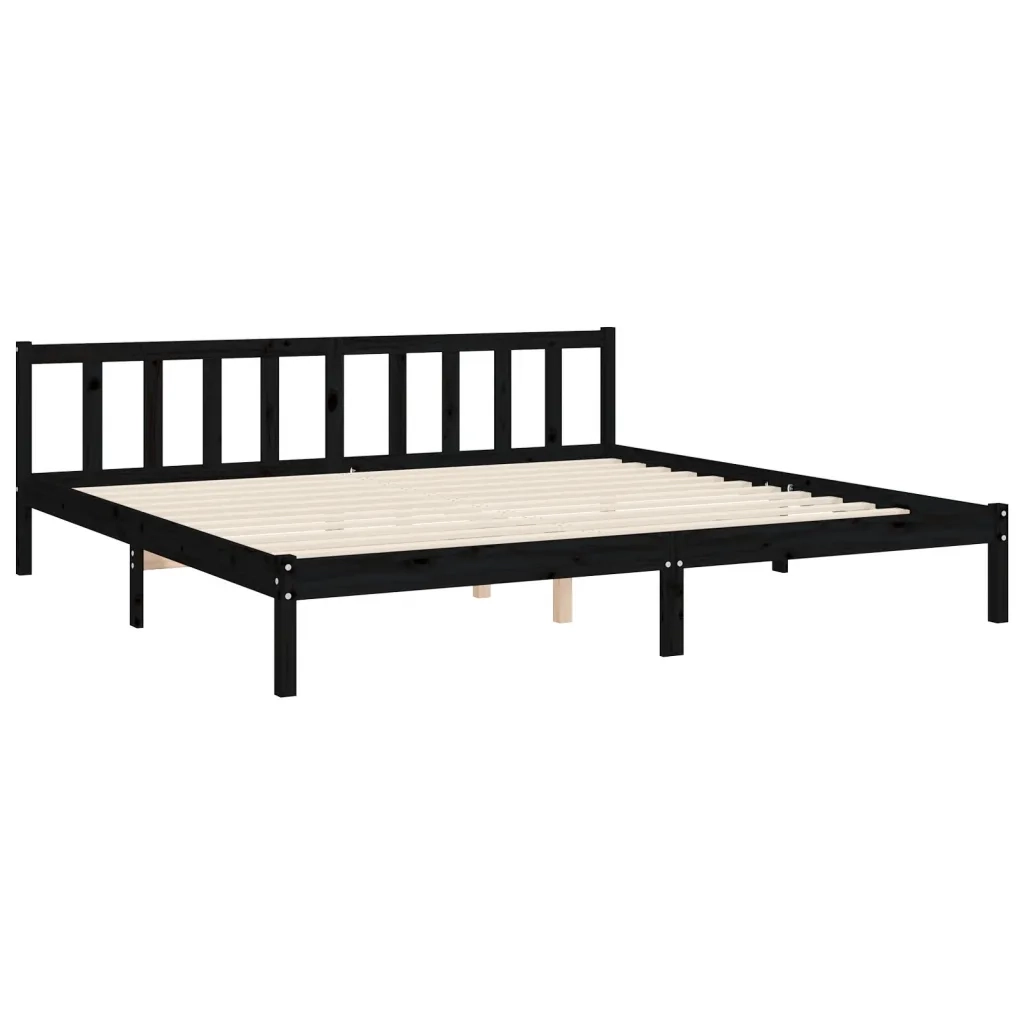 Giroletto con Testiera Nero 200x200 cm in Legno Massello 3192645