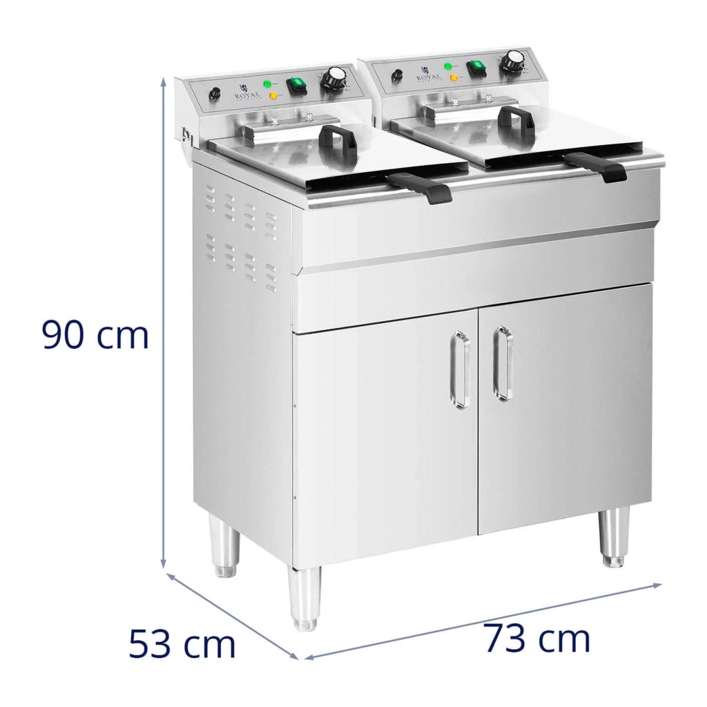 Friggitrice elettrica doppia 26 litri 10.000 watt rubinetto zona fredda mobile professionale in acciaio inox 14_0003983