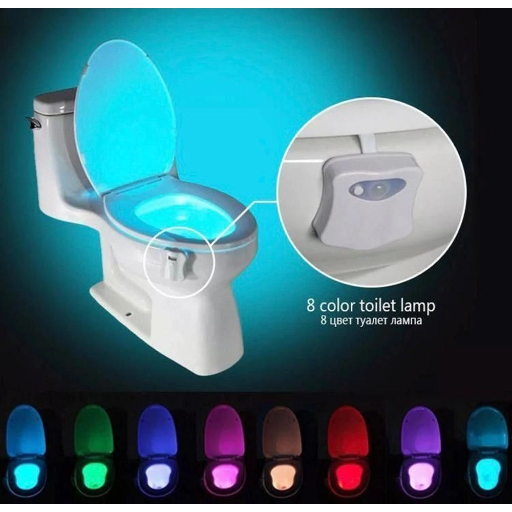 Trade Shop - Lampada Per Wc Water 8 Colori Luce Notturna Bagno Led Rgb Universale Con Sensore Movimento -