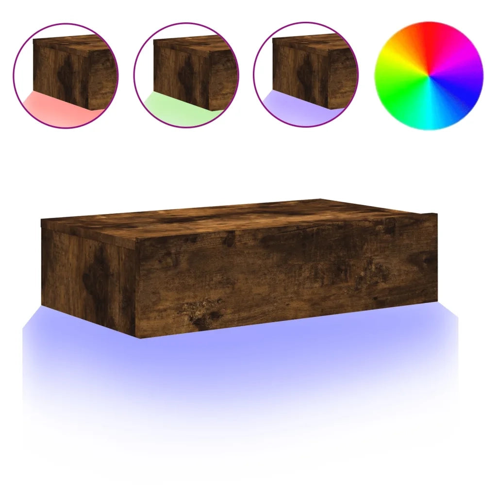 Mobile Porta TV con Luci LED Rovere Fumo 60x35x15,5 cmcod mxl 83185