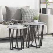 Set di 2 tavolini Grigio Sonoma in legno ingegnerizzato e metallo