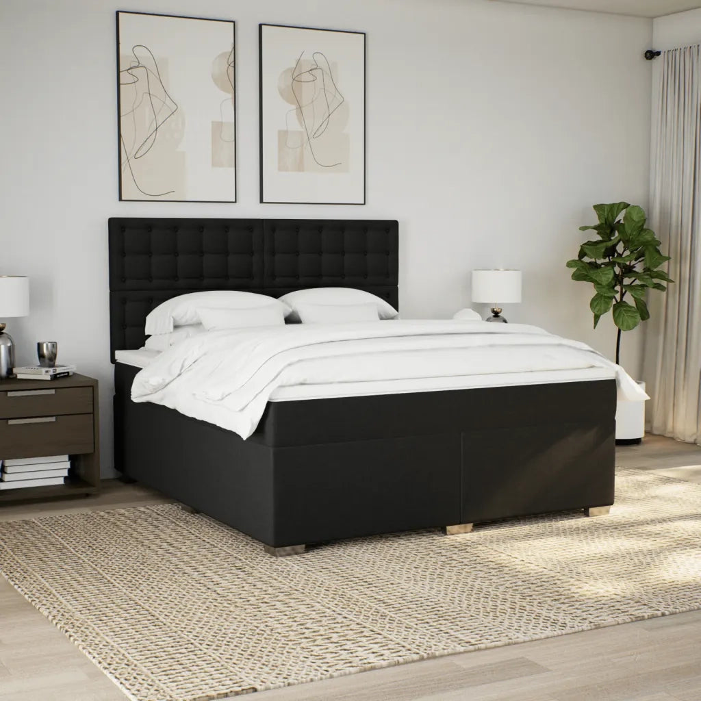 Giroletto a Molle con Materasso Nero 180x200 cm in Tessuto 3292883