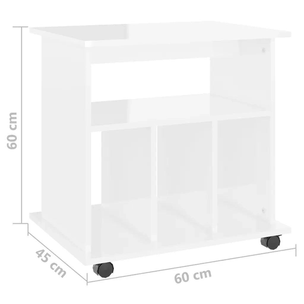 Mobiletto con Rotelle Bianco Lucido 60x45x60 cm in Truciolato cod mxl 50991