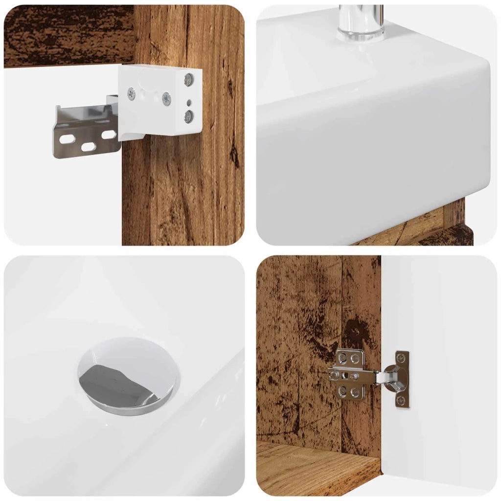 Mobile bagno con rubinetto Legno antico 45,5 x 22,5 x 84 cm