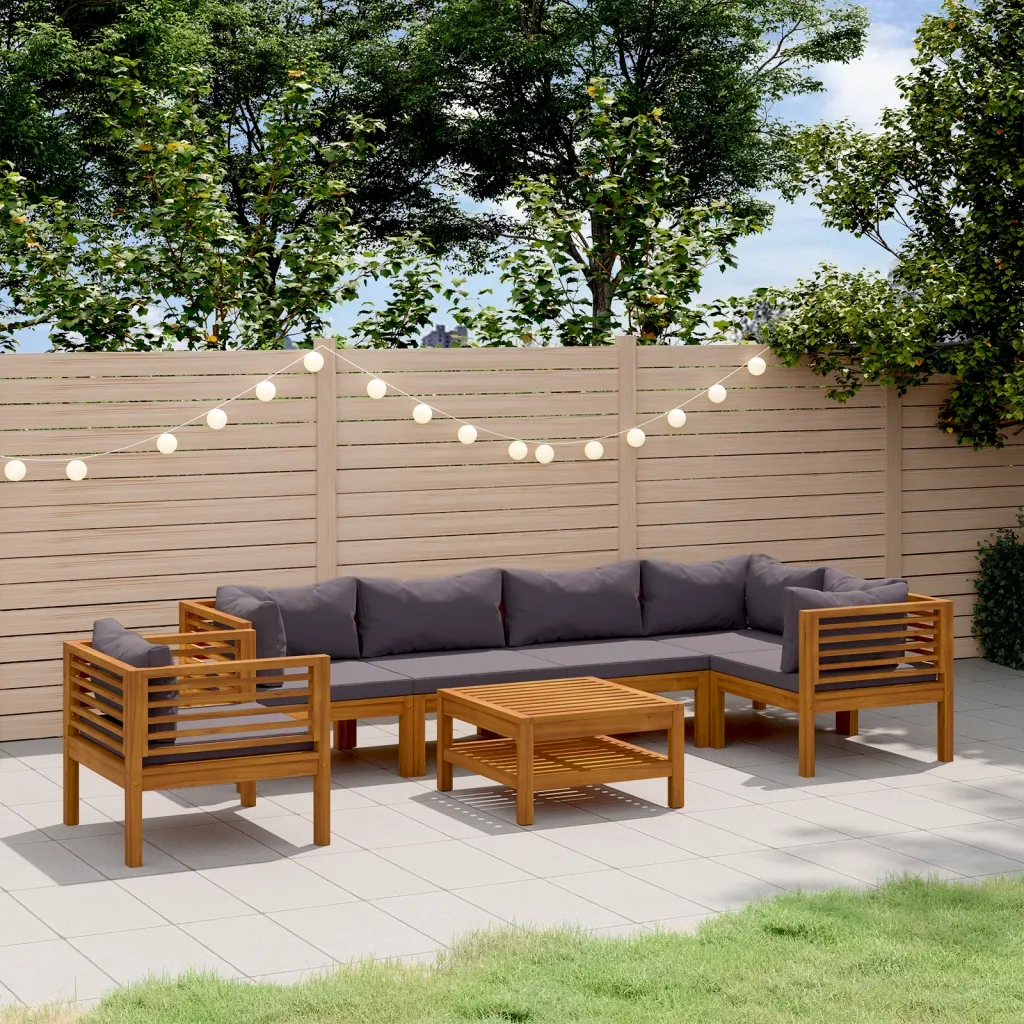Set Divani da Giardino 7 pz con Cuscini in Massello di Acacia cod mxl 46374