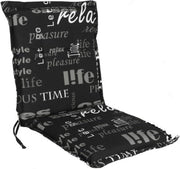 Cuscino universale con schienale basso, 105 x 50 cm, lifestyle, poltrona da giardino, cuscino con schienale basso, cuscino da seduta, nero con cinturino di fissaggio
