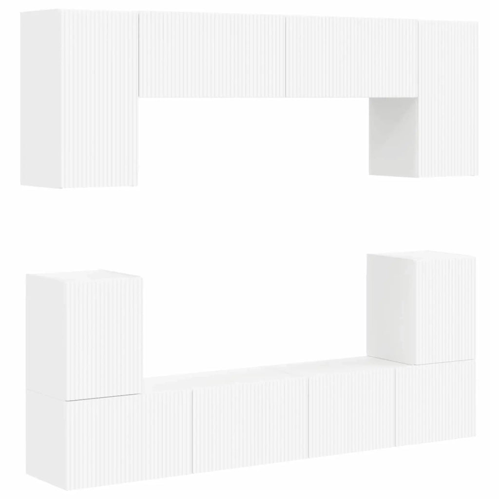 Set mobile TV Montaggio a parete 5 pcs Bianco Legno multistrato 3409051