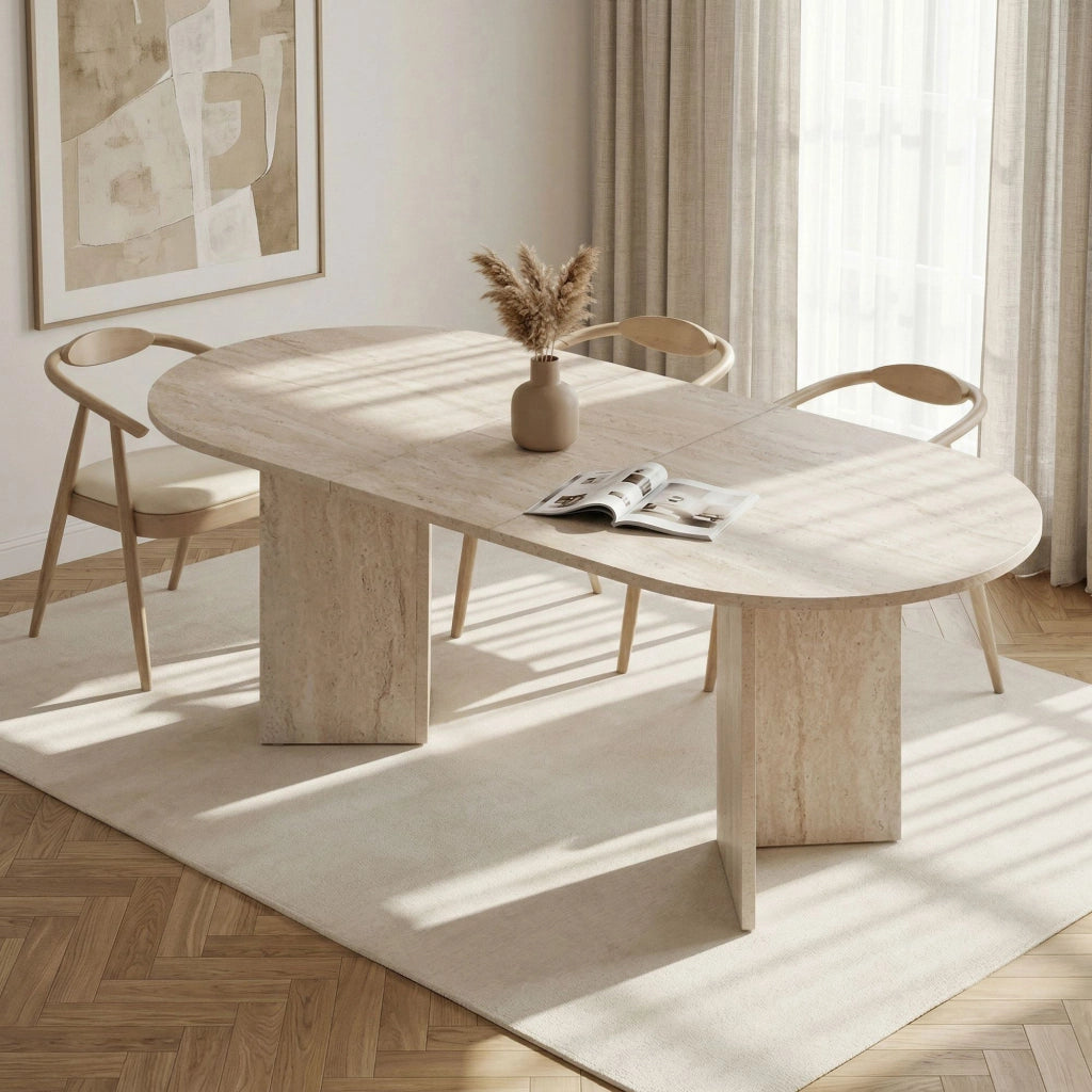 Noba, Tavolo Allungabile Allungabile, 160x90x75h cm Beige Marmo