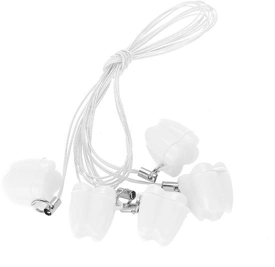 Scatola di conservazione per denti da 5 pezzi - Scatola di plastica per salvaguardia dei denti - Catene salvaguardia dei denti - Per bambini - Con corda - Leggera - Scatola di conservazione dei denti