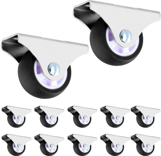 Set di 12 ruote per mobili - diametro 38 mm - ruota TPE - carico 45 kg - per ambienti interni e piccoli mobili