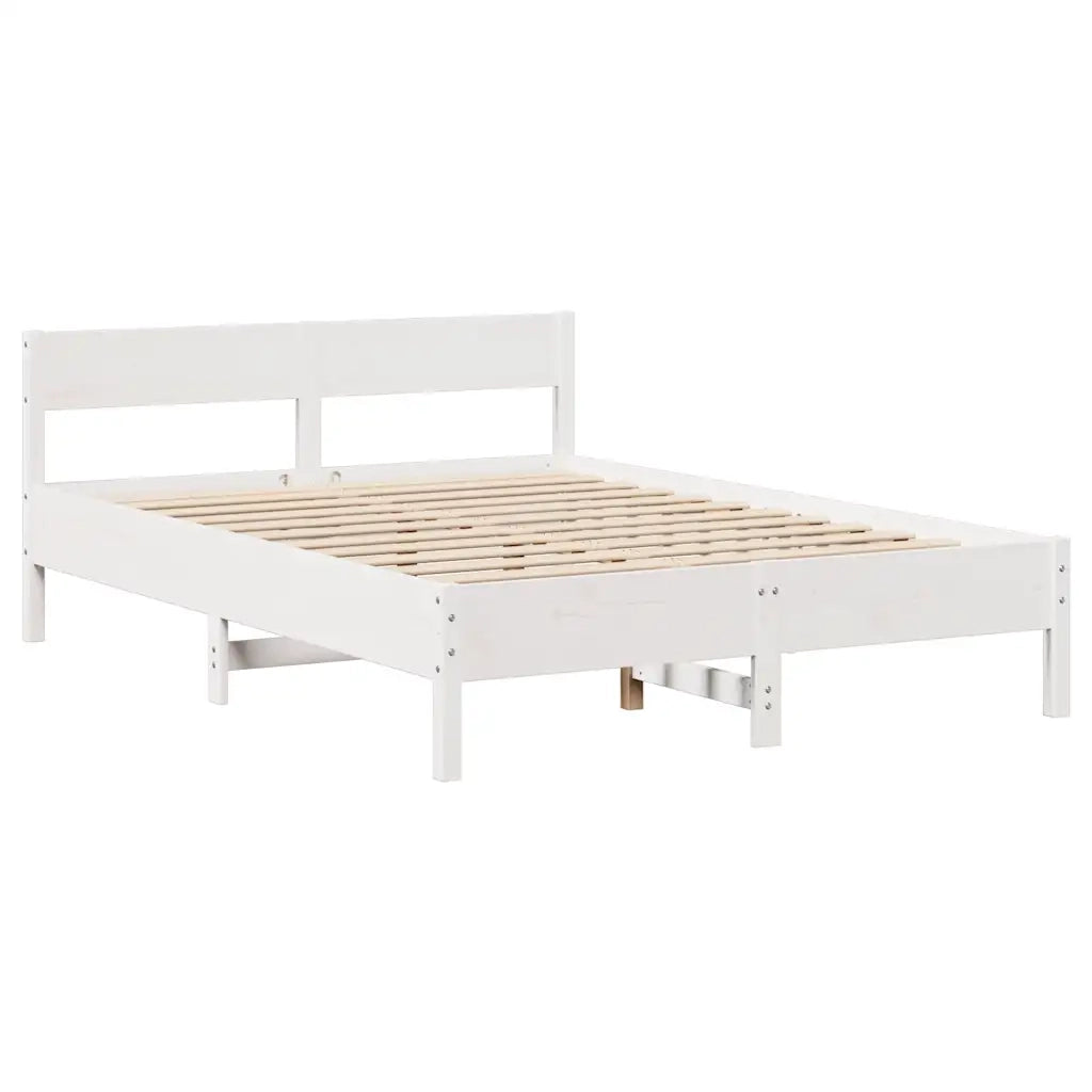 Letto senza Materasso Bianco 120x190 cm Legno Massello di Pino