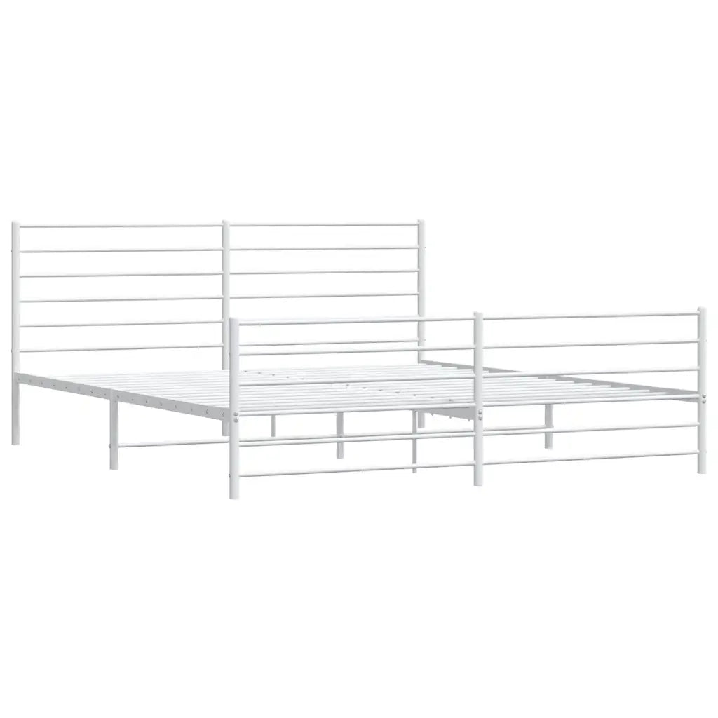 Giroletto con Testiera e Pediera Metallo Bianco 183x213 cm 352391