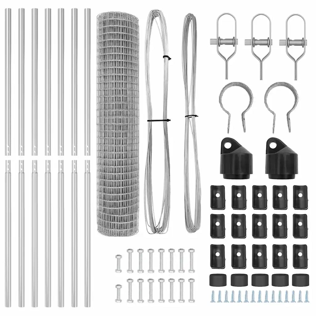 Recinzione da Giardino | Recinzione con Posto Argento 1,6 x 10 m Acciaio e PVC