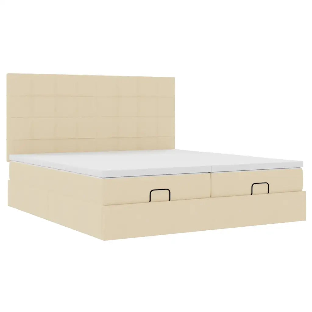 Struttura Letto Pouf con Materassi Crema 180x200 cm in Tessuto 3314546