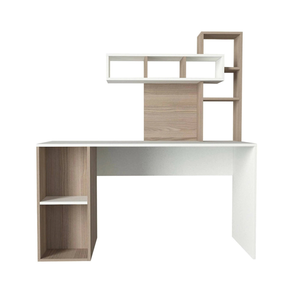 Recetto, Scrivania 6 Ripiani, 140x60x154h cm Bianco