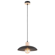 Lampada a sospensione KOBE in acciaio nero e legno naturale