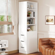 Libreria stretta 180 cm con 3 cassetti laterali e ripiani regolabili bianca