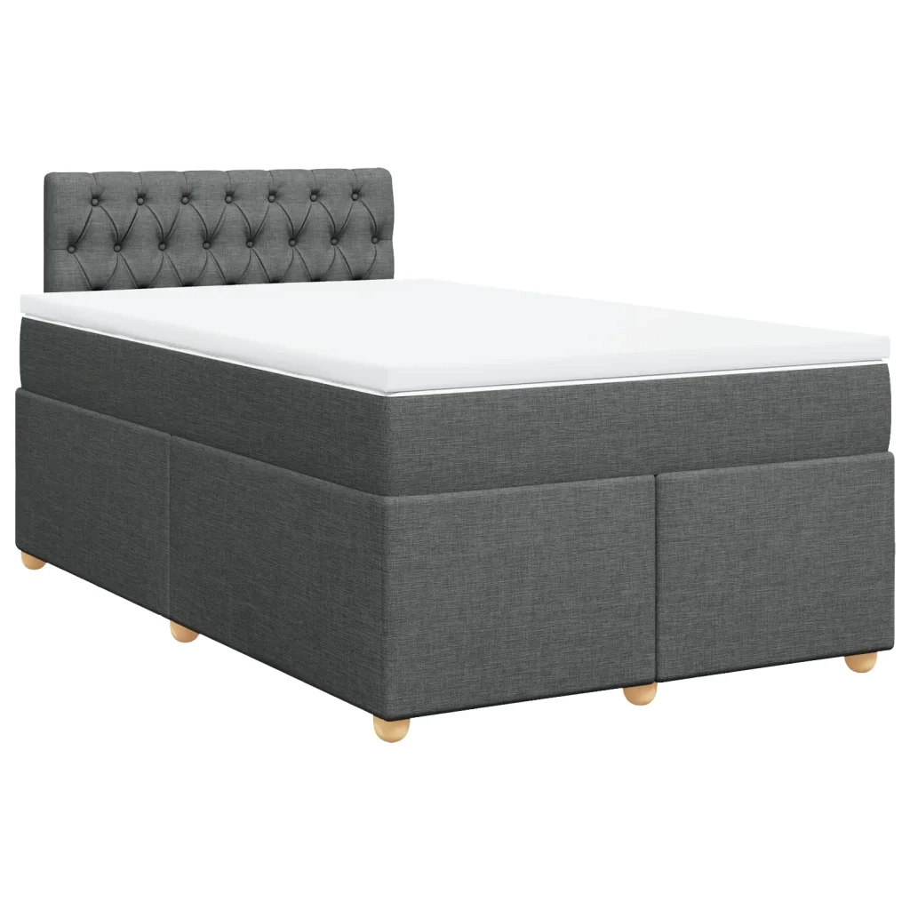 Giroletto a Molle con Materasso Grigio Scuro 120x200 cm Tessuto