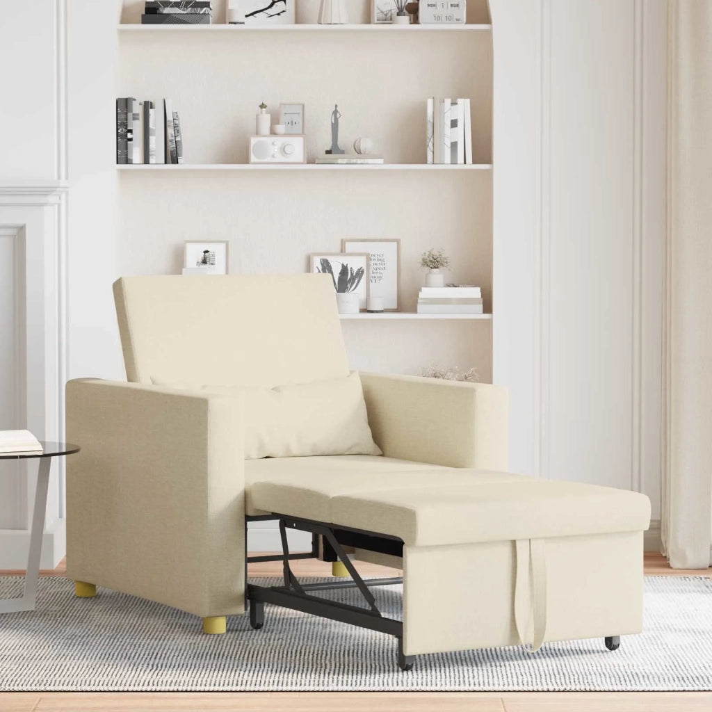 Divano letto | Sof¨¤ letto | Letto singolo estraibile singolo Crema 90 x 165 x 87 cm Tessuto